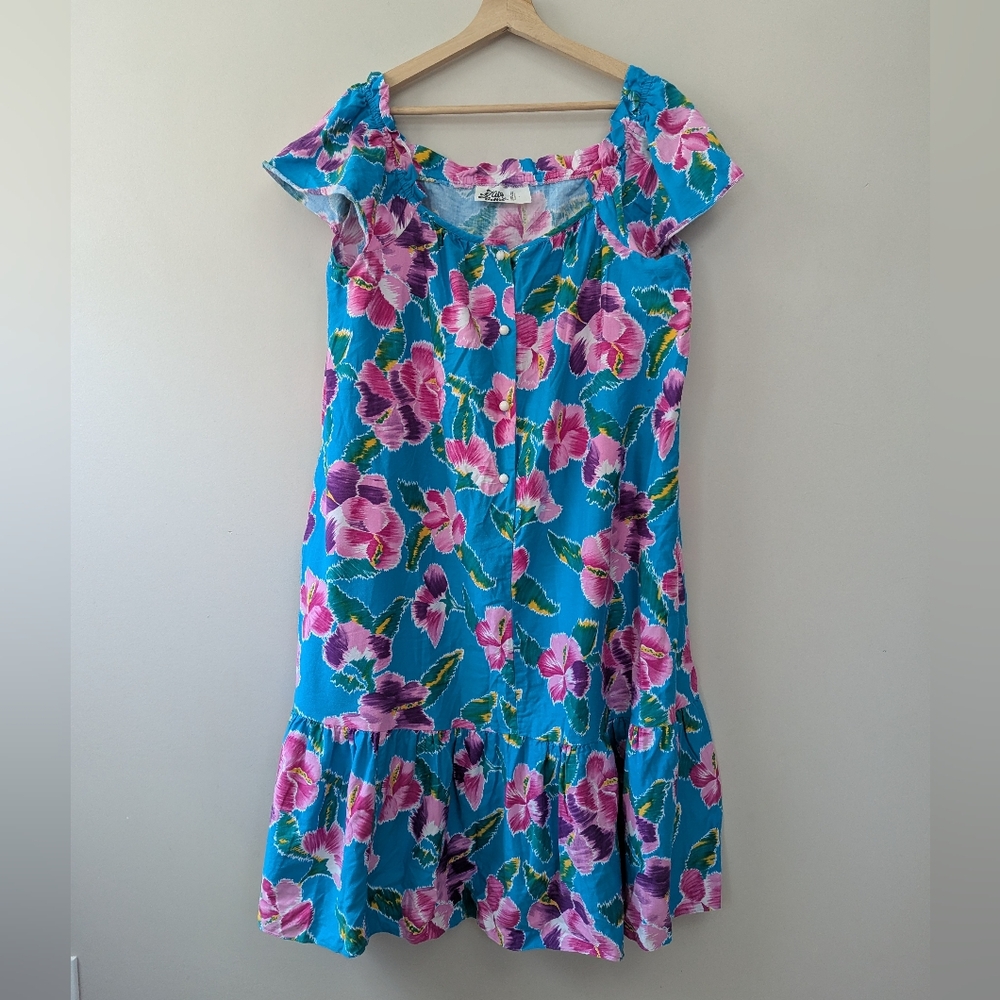 Vintage Hilo Hattie HawiIan‎ Mumu Dress Floral Tropical